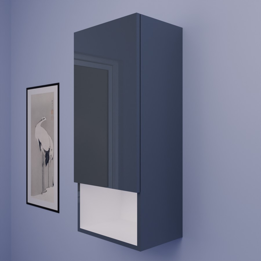 Armoire de salle de bain GALAXY gris brillant et intérieur blanc