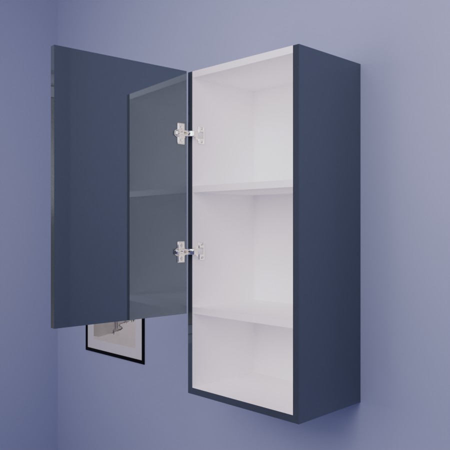 Armoire de salle de bain GALAXY gris brillant et intérieur blanc