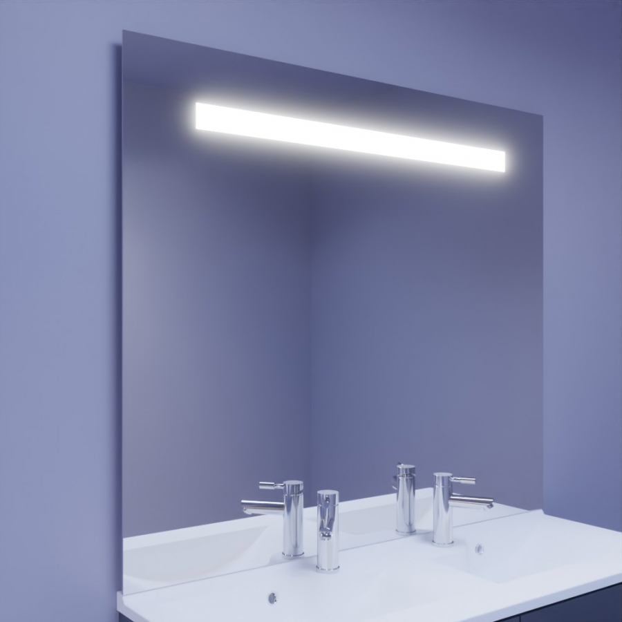 Miroir de salle de bain 120 cm de largeur 105 cm de hauteur avec bandeau LED intégré collection ELEGANCE 