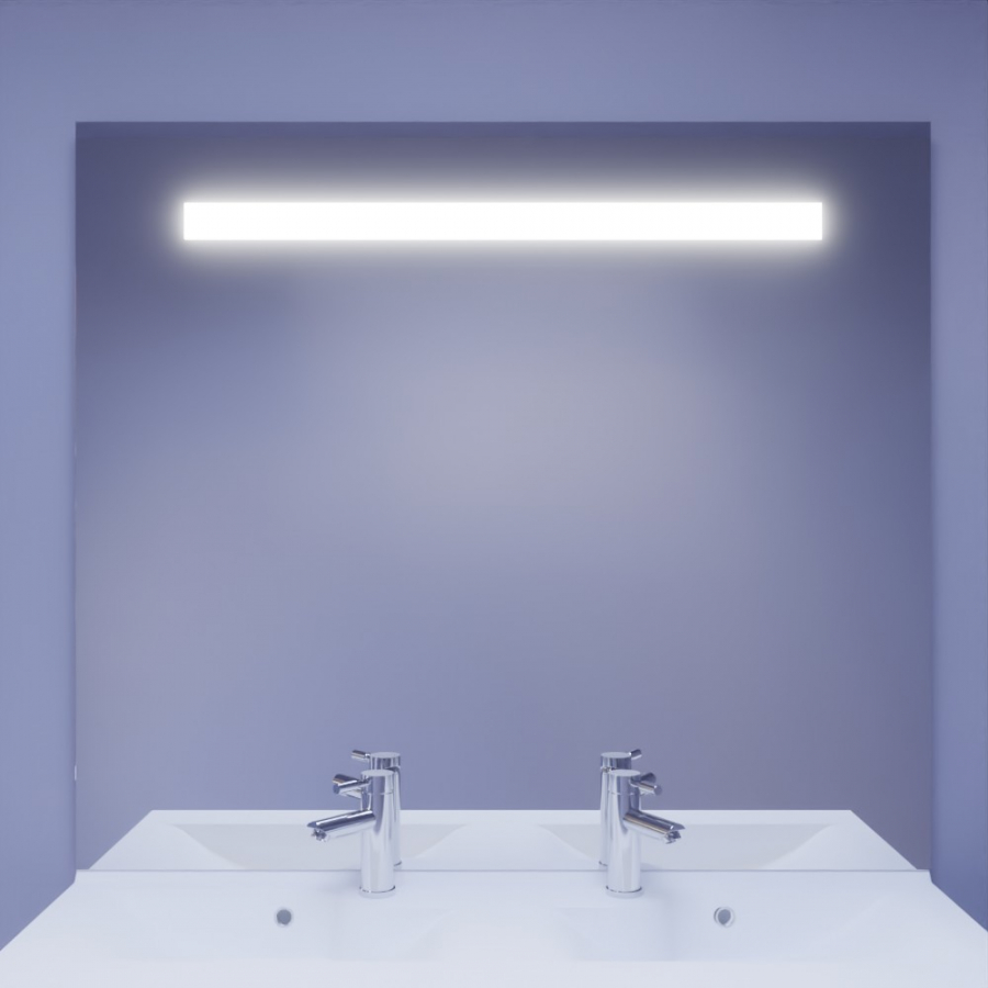 Miroir de salle de bain 120 cm de largeur 105 cm de hauteur avec bandeau LED intégré collection ELEGANCE 