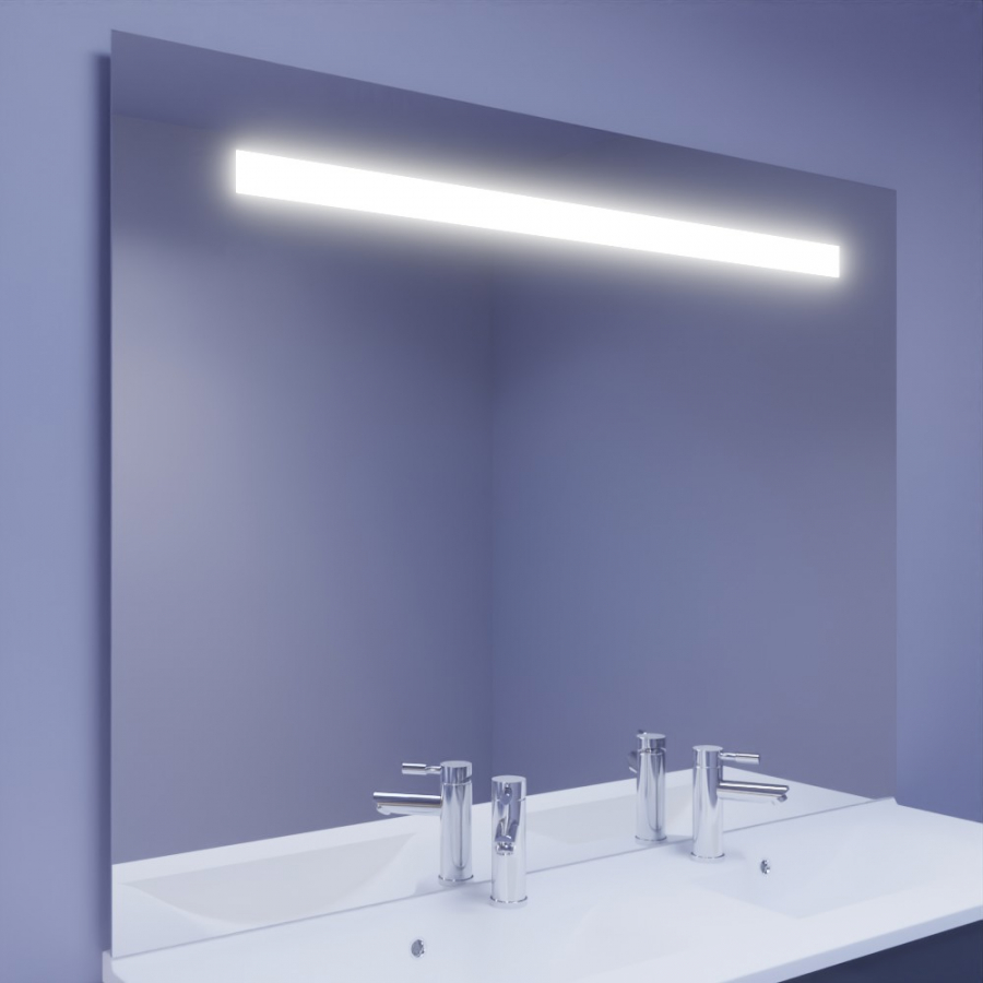 Miroir de salle de bain 140 cm de largeur 105 cm de hauteur avec bandeau LED intégré collection ELEGANCE 