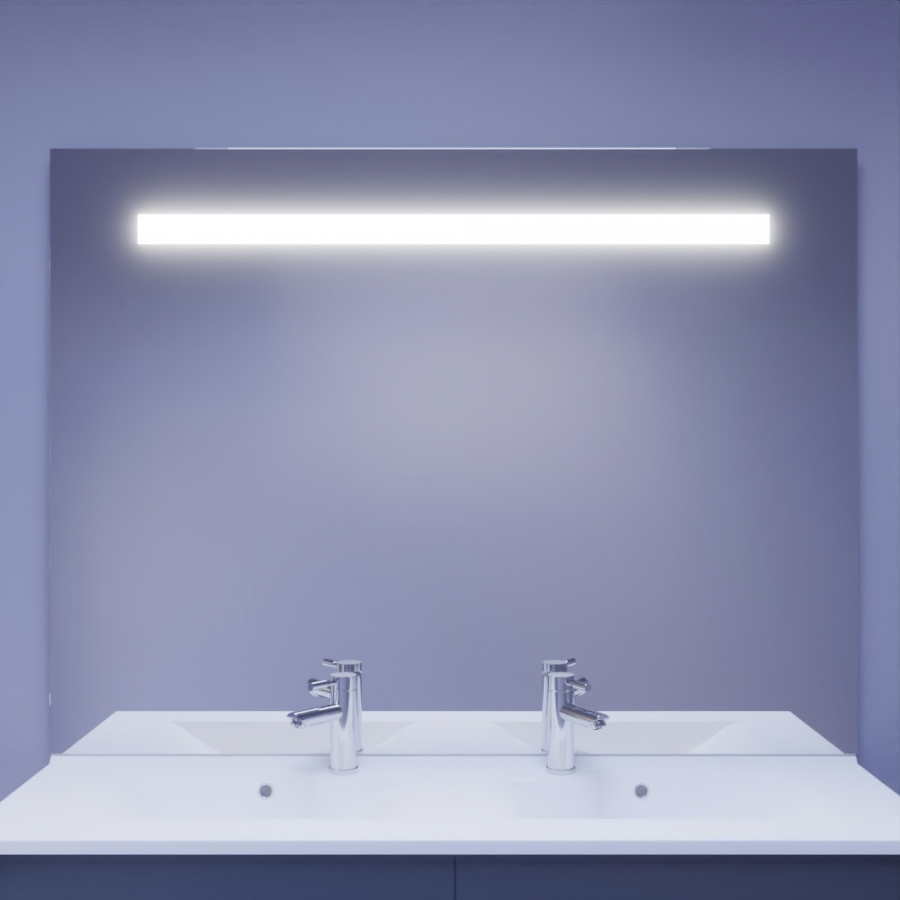 Miroir de salle de bain 140 cm de largeur 105 cm de hauteur avec bandeau LED intégré collection ELEGANCE 