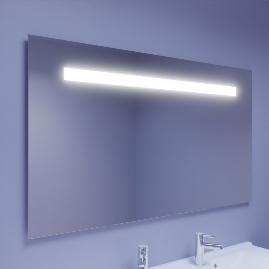 Miroir de salle de bain 140 cm de largeur 80 cm de hauteur avec bandeau LED intégré collection ELEGANCE 