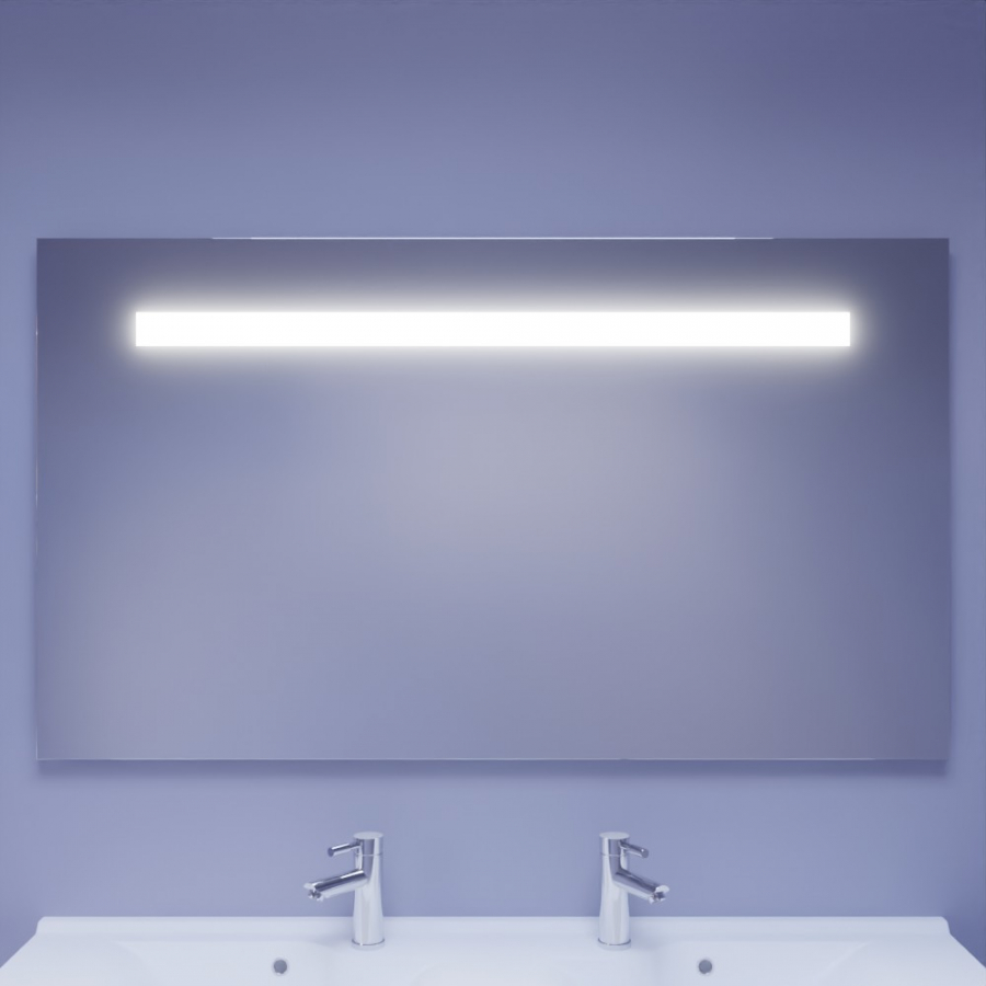 Miroir de salle de bain 140 cm de largeur 80 cm de hauteur avec bandeau LED intégré collection ELEGANCE 