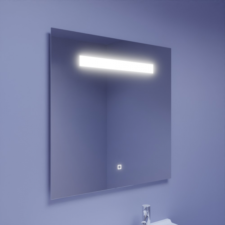 Miroir rétroéclairant LED 80 cm x 80 cm avec interrupteur sensitif ELEGANCE