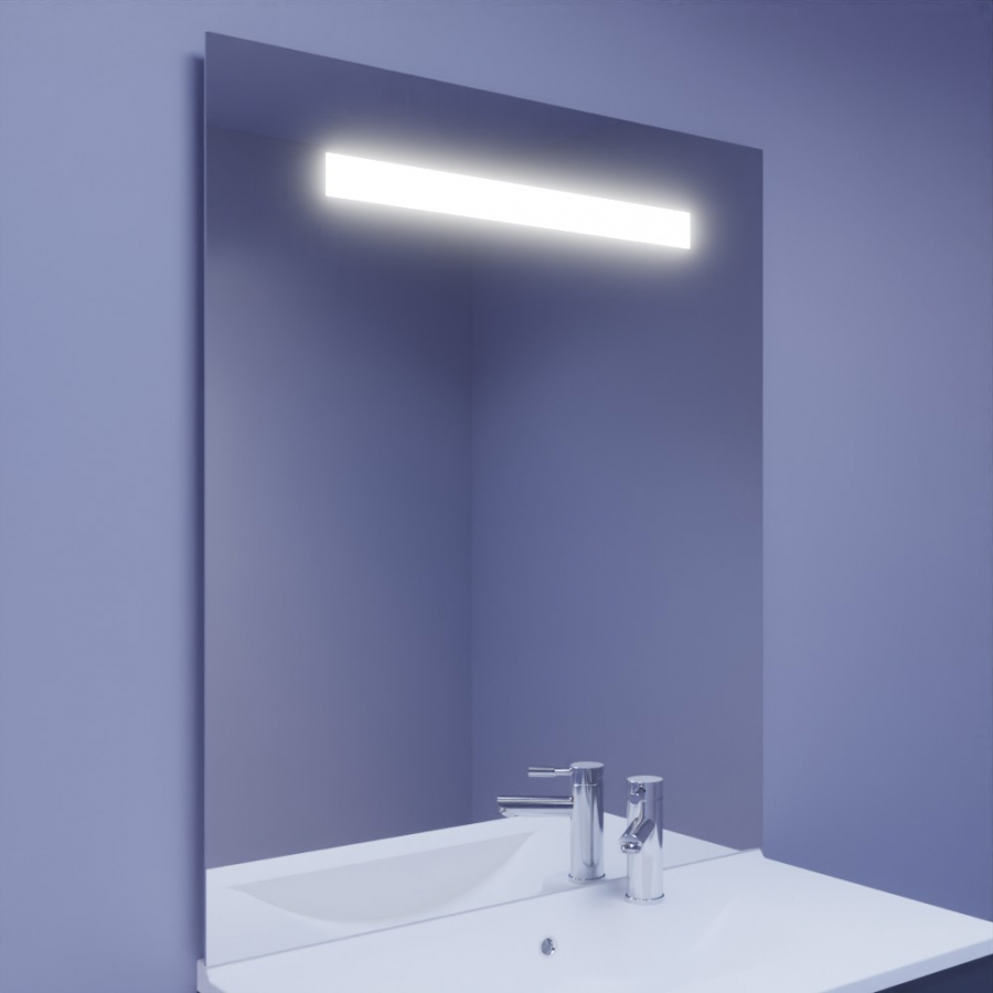 Miroir de salle de bain 90 cm de largeur 105 cm de hauteur avec bandeau LED intégré collection ELEGANCE 