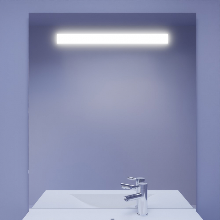 Miroir de salle de bain 90 cm de largeur 105 cm de hauteur avec bandeau LED intégré collection ELEGANCE 