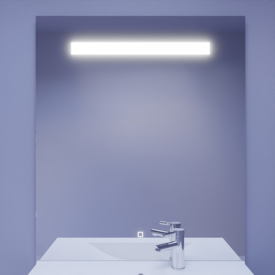 Meuble salle de bain 90 cm ROMY blanc + miroir led 90 cm x 80 cm