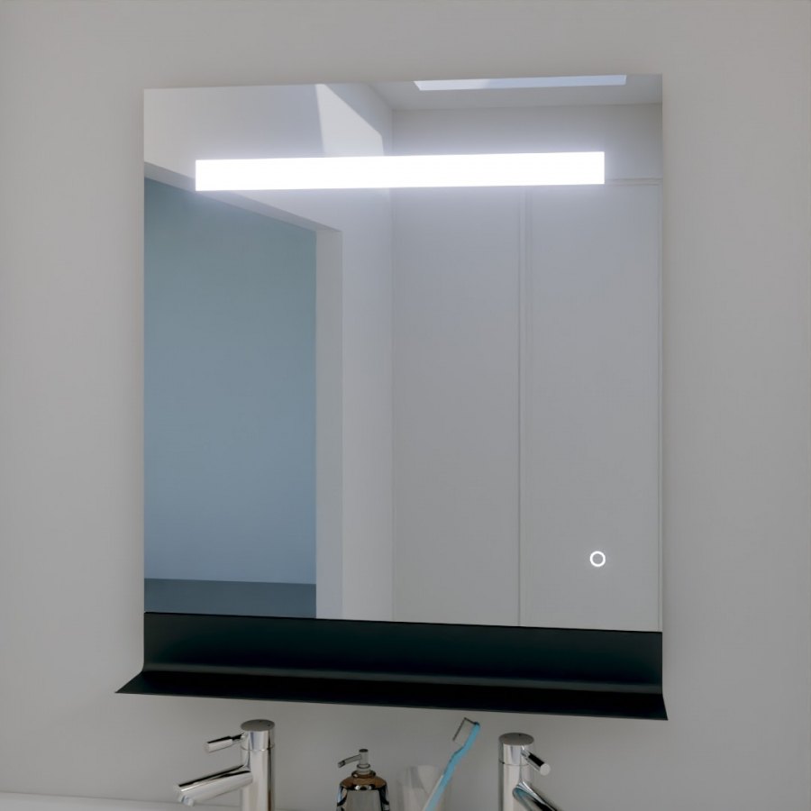 Miroir de salle de bain avec tablette et éclairage LED 70 cm x 80 cm ETAL 