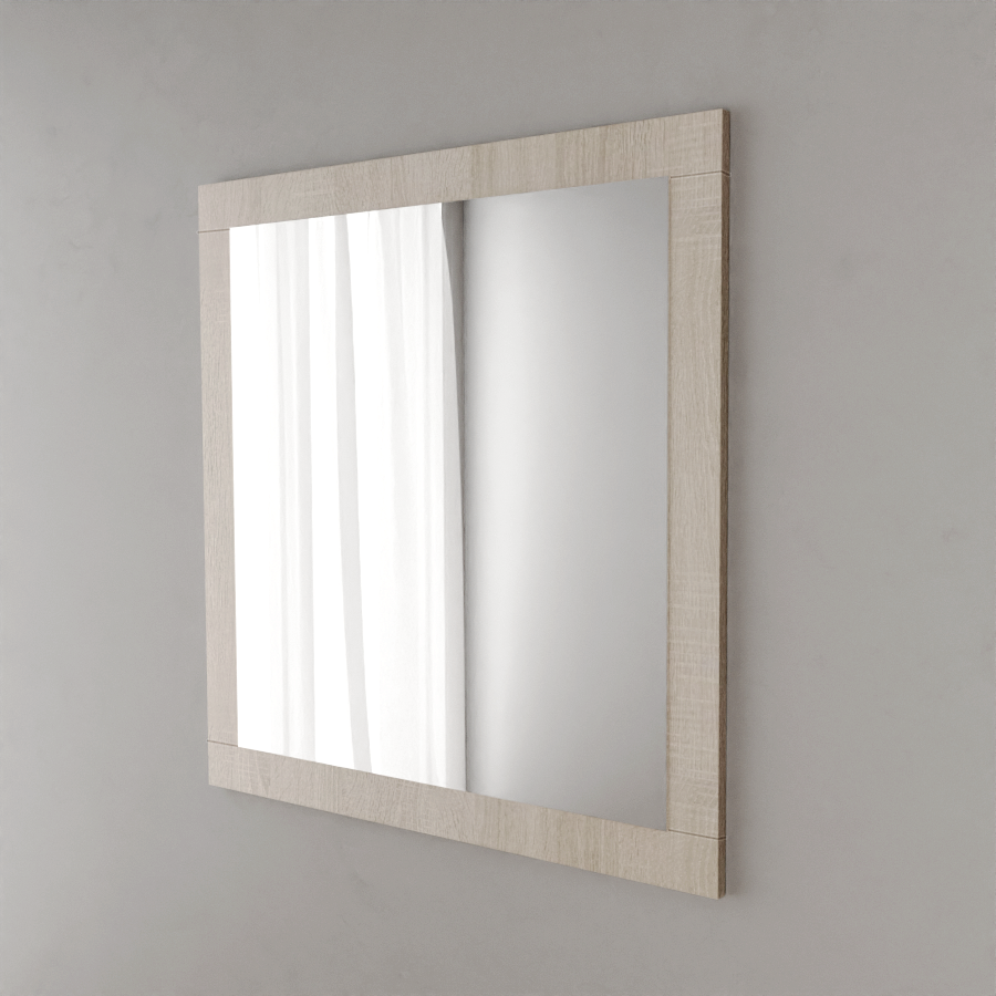 Miroir de salle de bain MIRALT 90 cm x 109 cm avec cadre décoratif coloris bois 