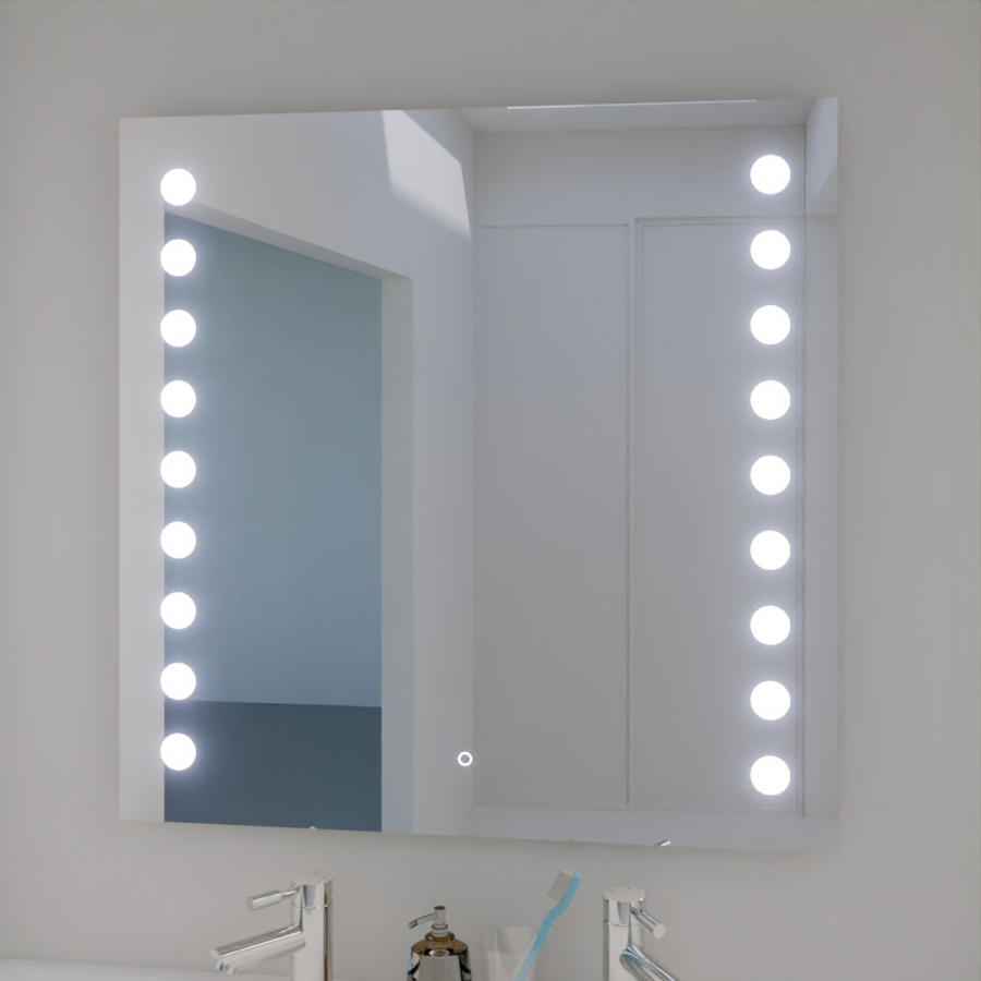 Miroir avec éclairage LED intégré sur les deux cotés latéraux 80 cm x 80 cm STARLED