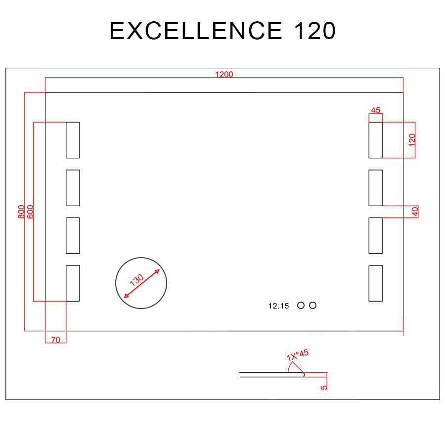 Miroir rétroéclairant LED 120 cm x 80 cm EXCELLENCE