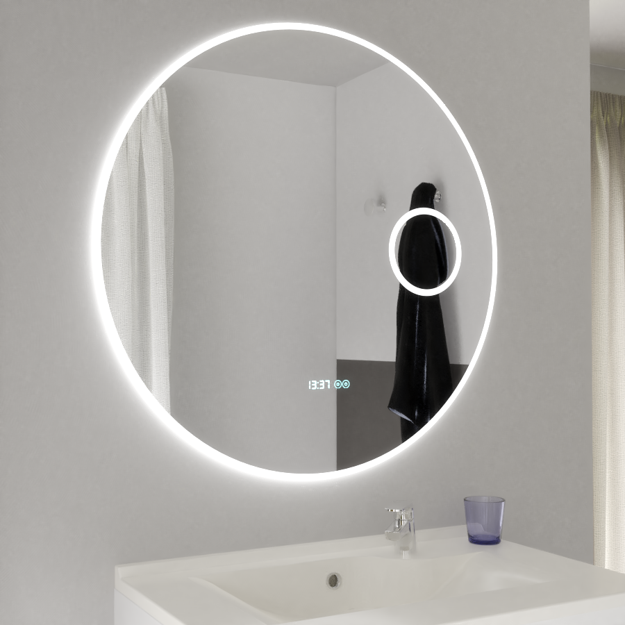 Miroir de salle de bain rond rétroéclairé LED 80 cm RONDINARA