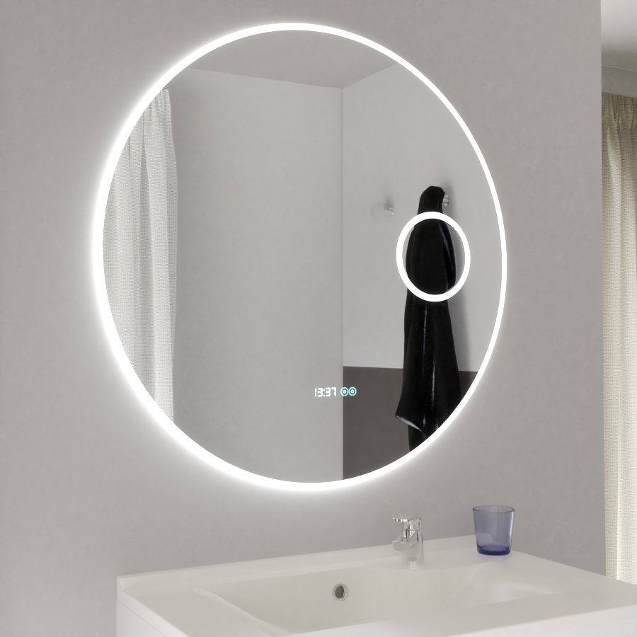 Miroir de salle de bain avec tablette et éclairage LED 70 cm x 80 cm ETAL -  Creazur Pro