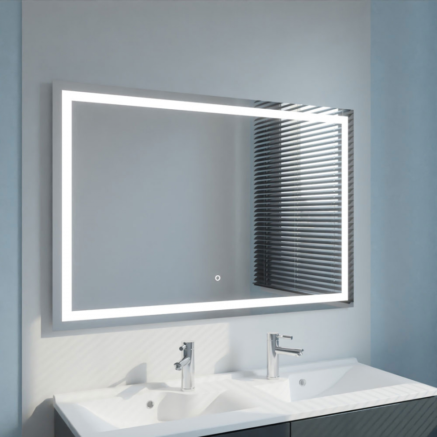 Miroir de salle de bain avec cadre LED intégré et interrupteur sensitif VISTA 120 cm x 80 cm