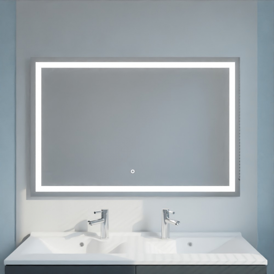 Miroir de salle de bain avec cadre LED intégré et interrupteur sensitif VISTA 120 cm x 80 cm