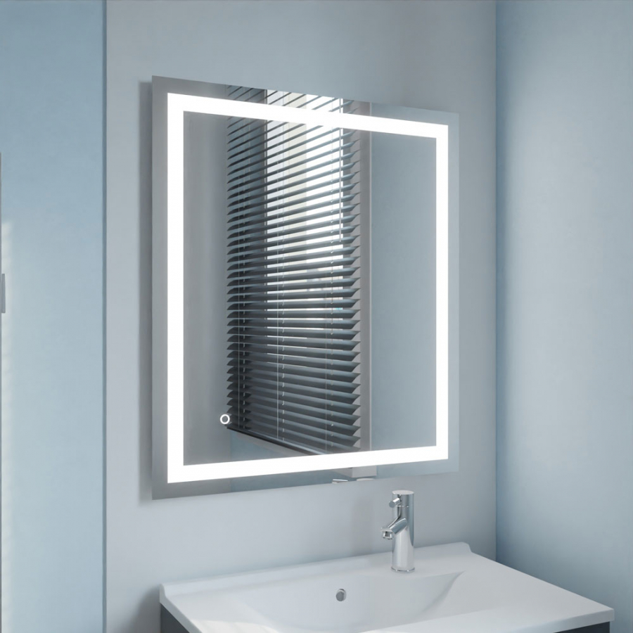 Miroir de salle de bain avec cadre LED intégré et interrupteur sensitif VISTA 70 cm x 80 cm