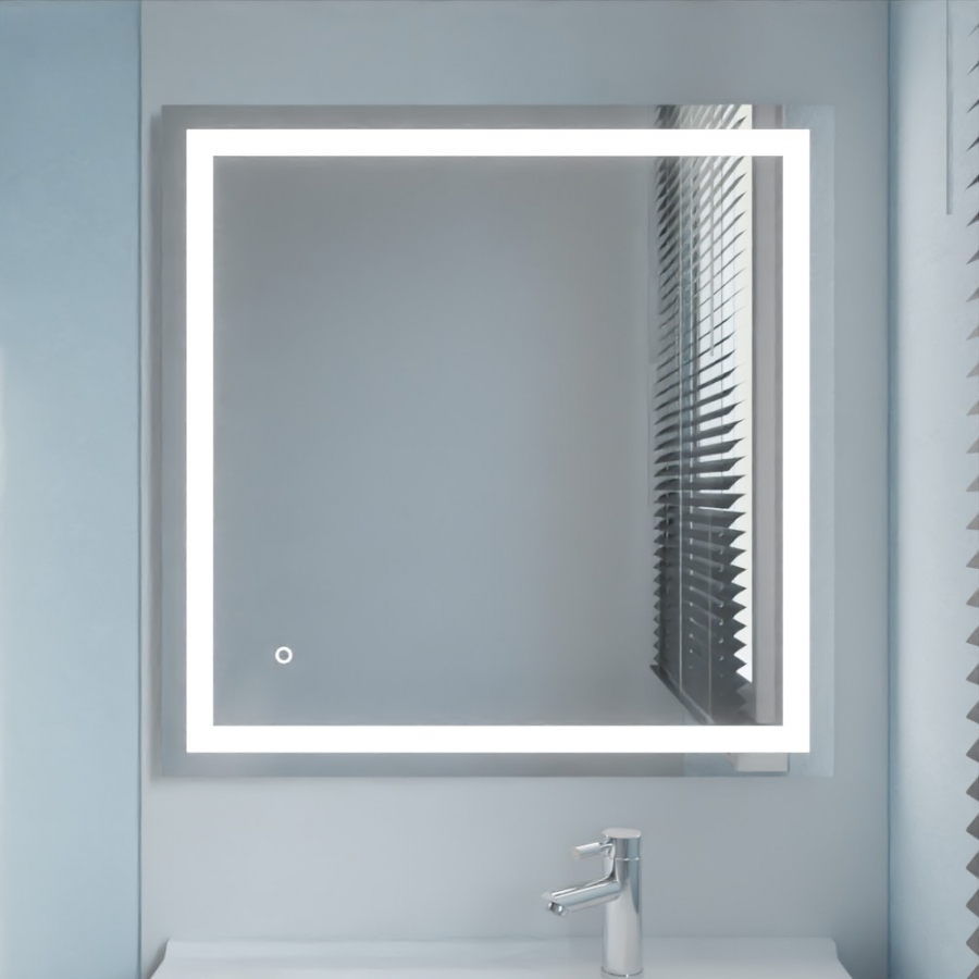 Miroir de salle de bain avec cadre LED intégré et interrupteur sensitif VISTA 80 cm x 80 cm