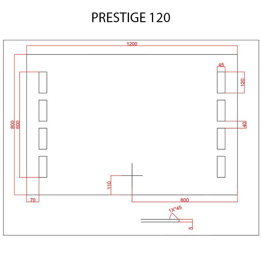 Miroir rétroéclairant LED 120 cm x 80 cm PRESTIGE