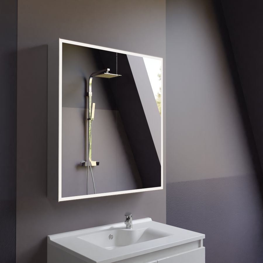 Armoire de salle de bain avec miroir éclairant 70 cm x 80 cm ARMILED