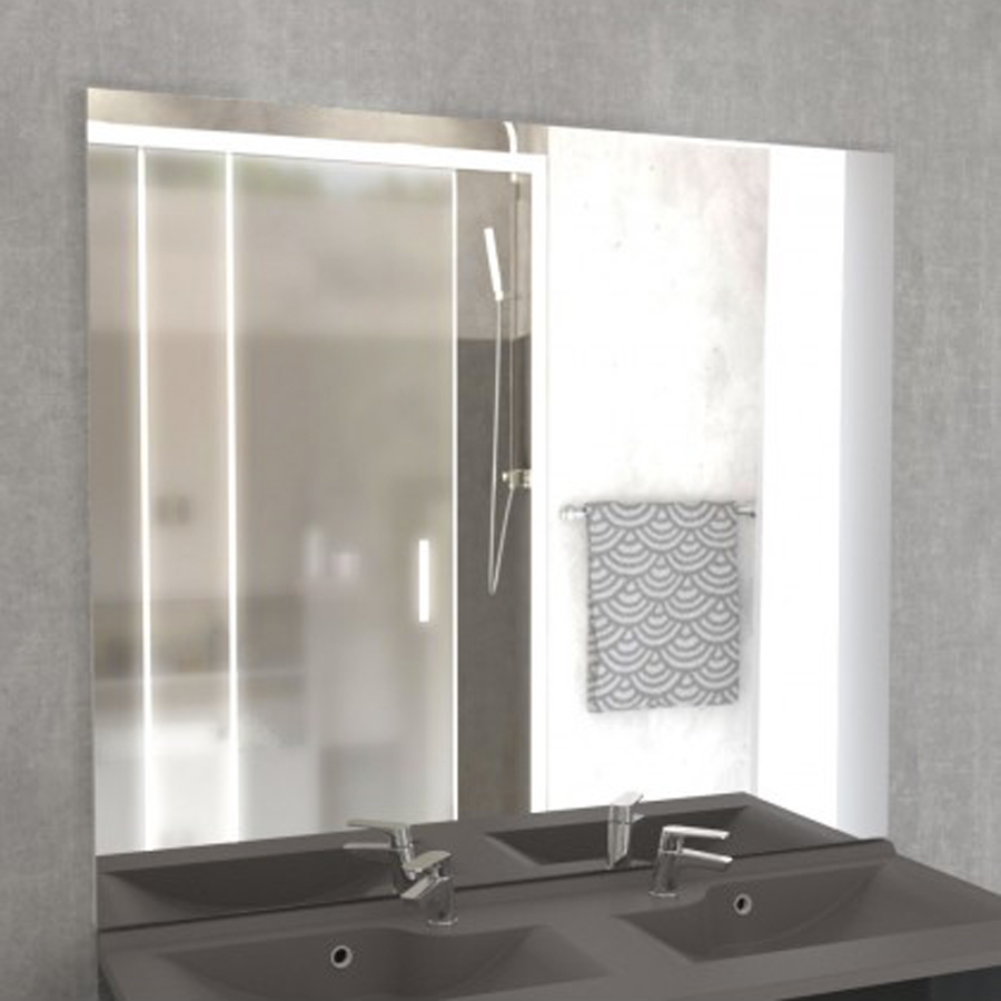 Miroir de salle de bain avec tablette et éclairage LED 70 cm x 80 cm ETAL -  Creazur Pro