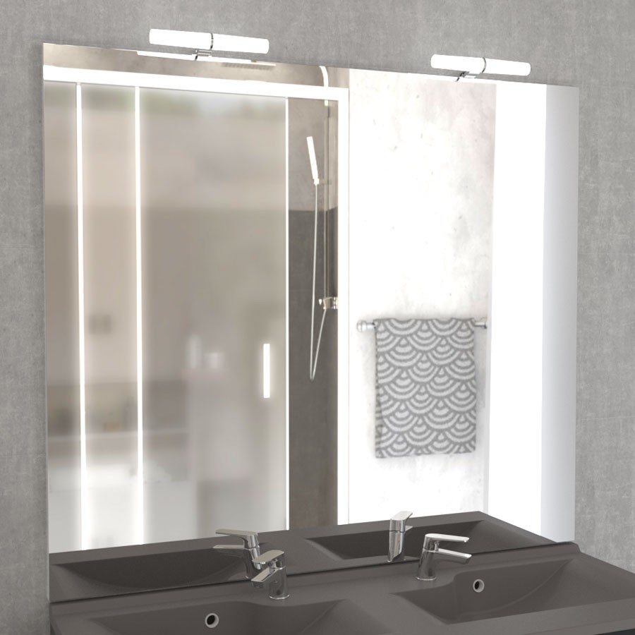 Miroir de salle de bain avec applique MIRCOLINE 120 cm x 105 cm
