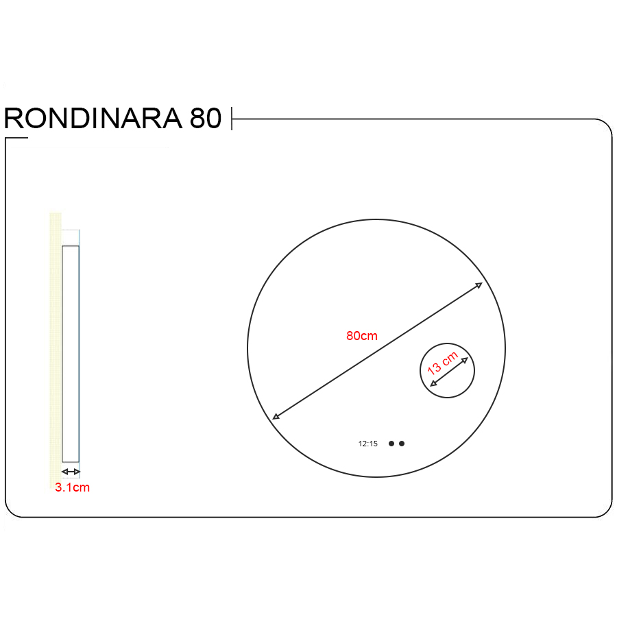 Miroir de salle de bain rond rétroéclairé LED 80 cm RONDINARA