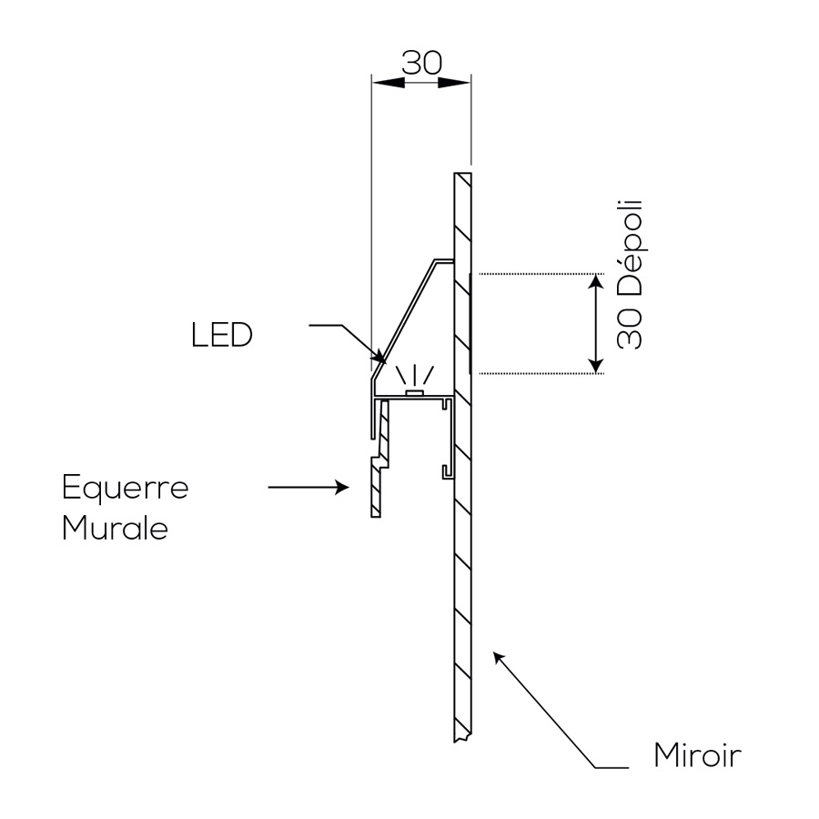 Miroir de salle de bain avec cadre LED intégré et interrupteur sensitif VISTA 140 cm x 80 cm