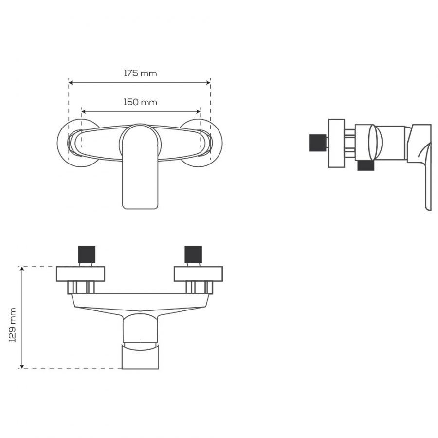 Mitigeur de douche KELLY 175mm schéma