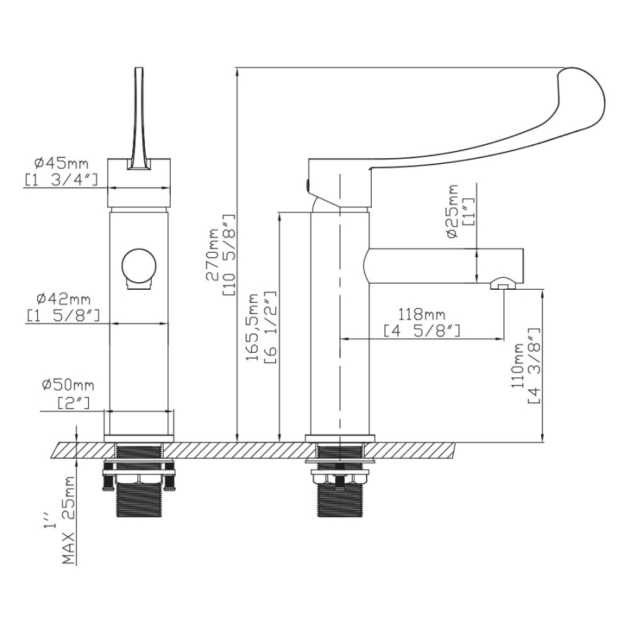 Mitigeur lavabo manette avancée adapté PMR MOBBY 