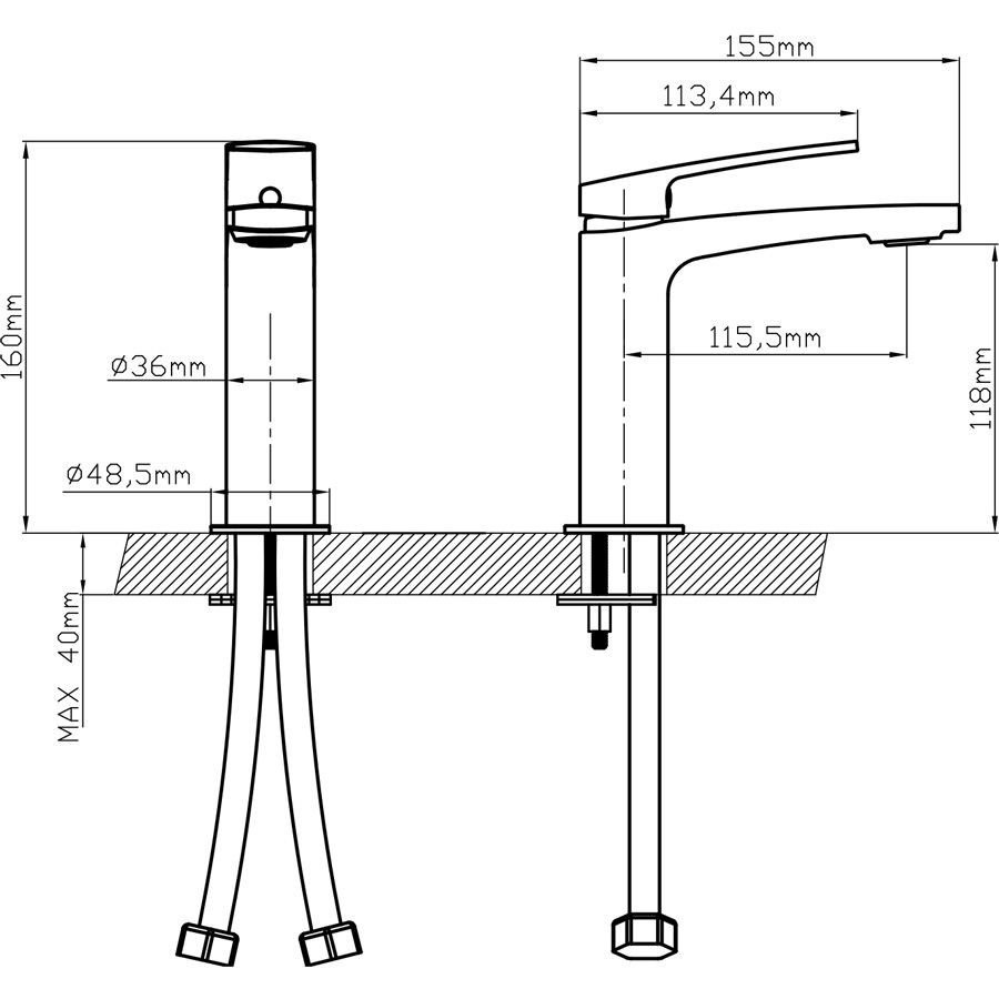 Mitigeur lavabo KELLY schéma