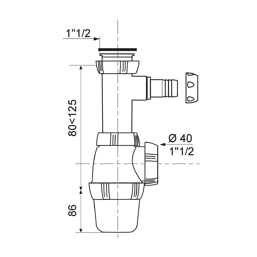 Siphon évier avec raccord lave vaisselle WIRQUIN