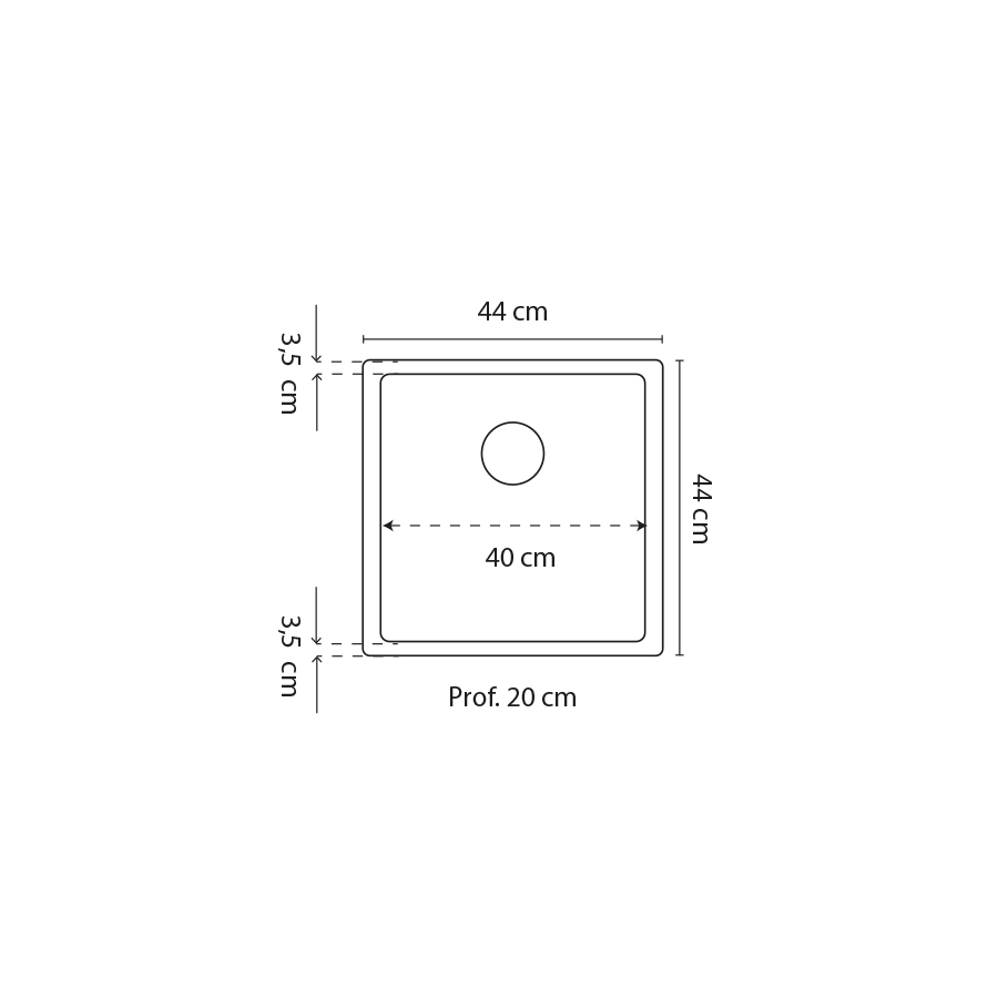 Cuve 1 bac évier sans égouttoir 44 cm x 44 cm RESIROC gris platine