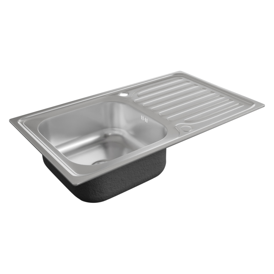 Evier de cuisine en inox 1 bac avec égouttoir 86 cm x 50 cm EVINOX