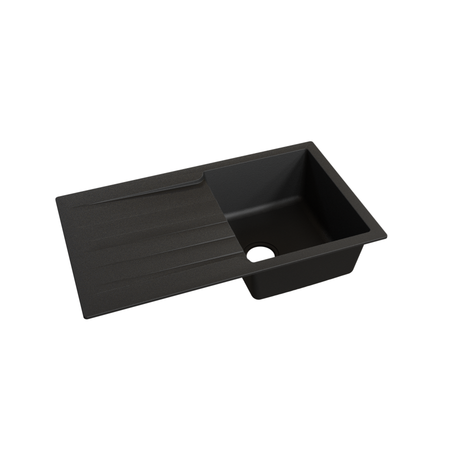 Evier 1 bac avec égouttoir 86 cm x 50 cm RESIROC noir graphite