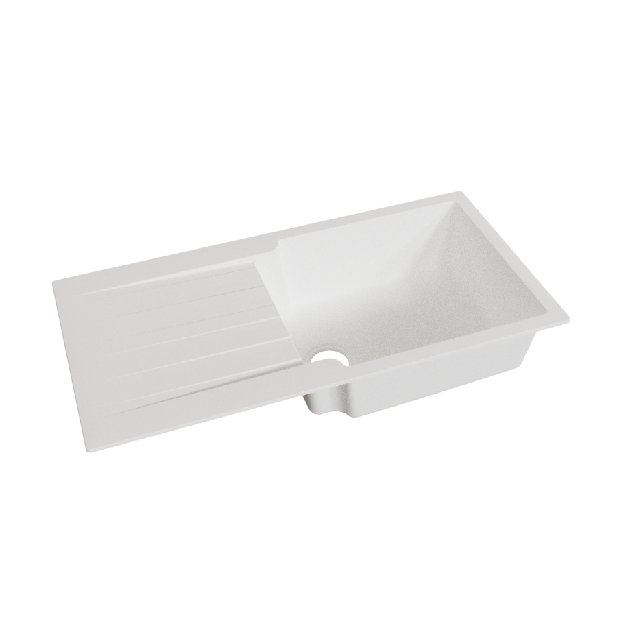 Evier 1 bac avec égouttoir 100 cm x 50 cm RESIROC blanc arctique