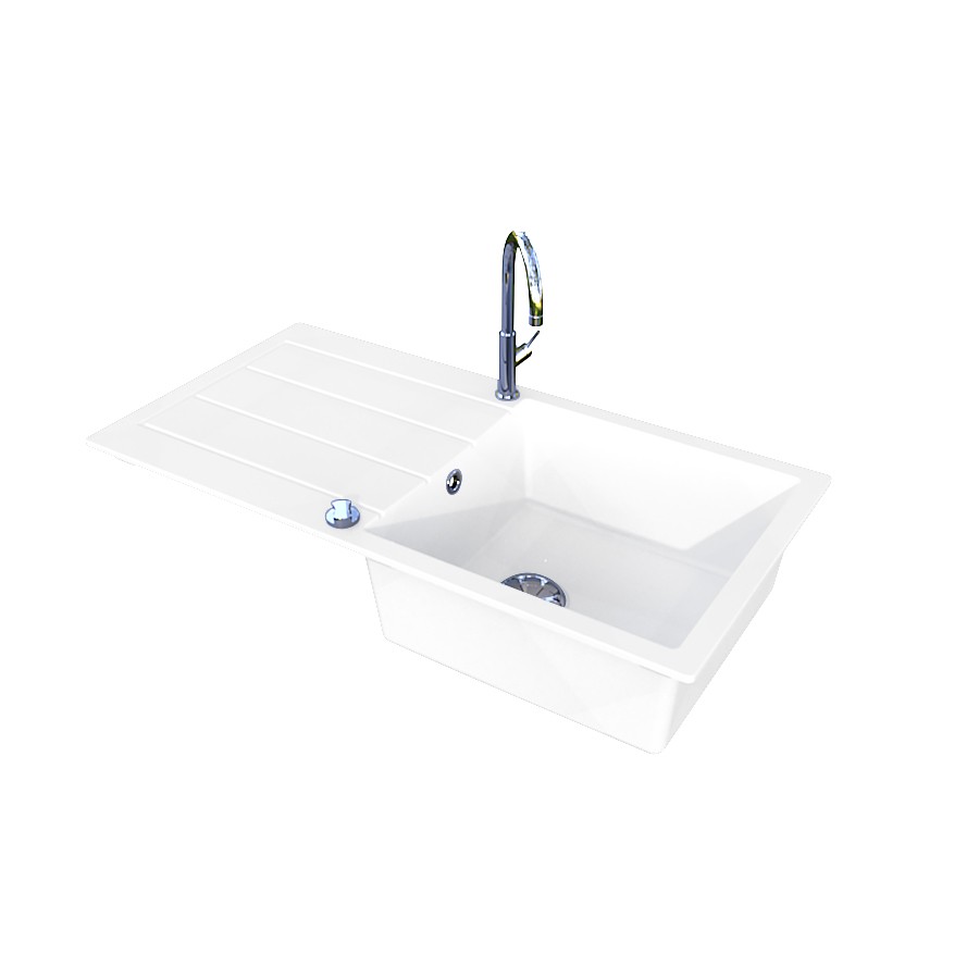 Evier de cuisine avec égouttoir en résine et quartz 86 cm x 50 cm EVISTONE SNOVA