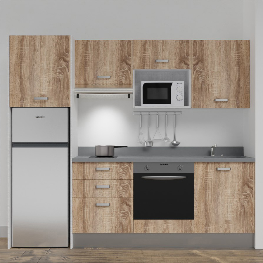 Kitchenette complète K37 - 240 cm linéaire - Plusieurs coloris au