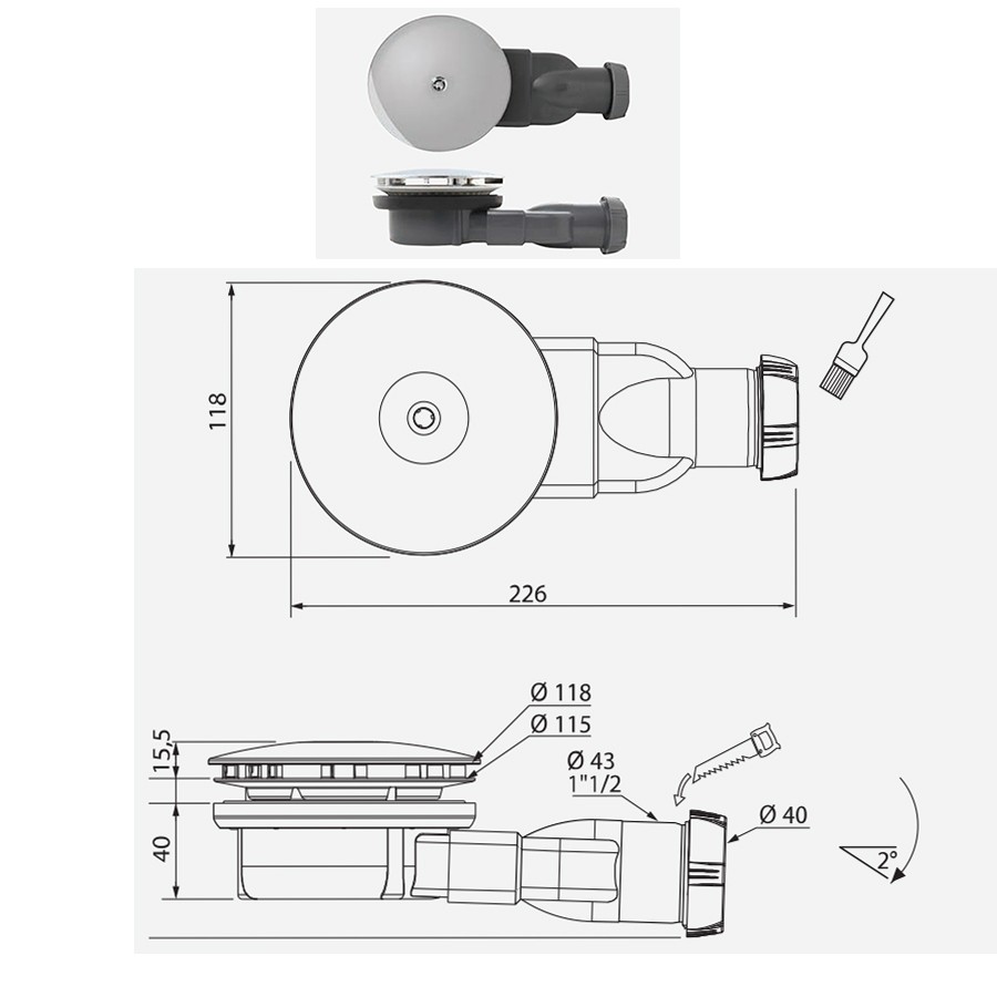 Bonde de douche extraplate