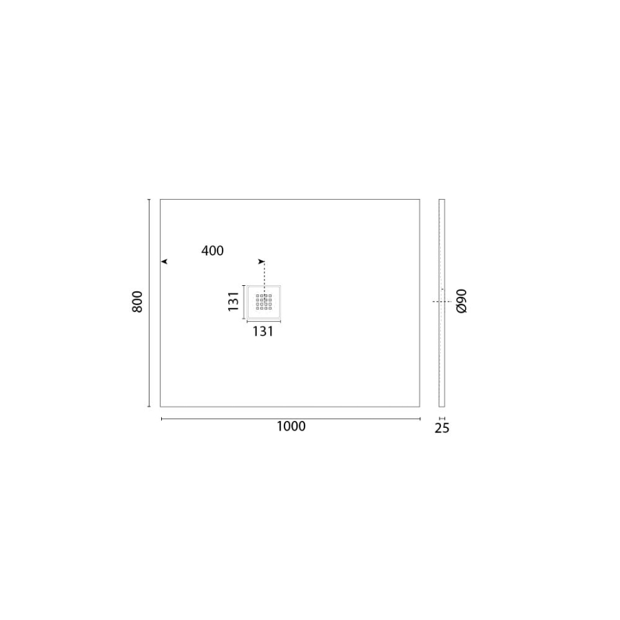 Receveur de douche 100 x 80 DIAMANT Blanc