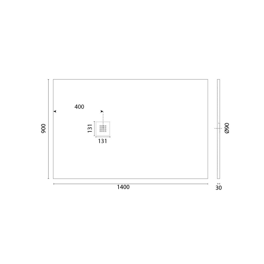 Receveur de douche 140 x 90 DIAMANT Gris ciment