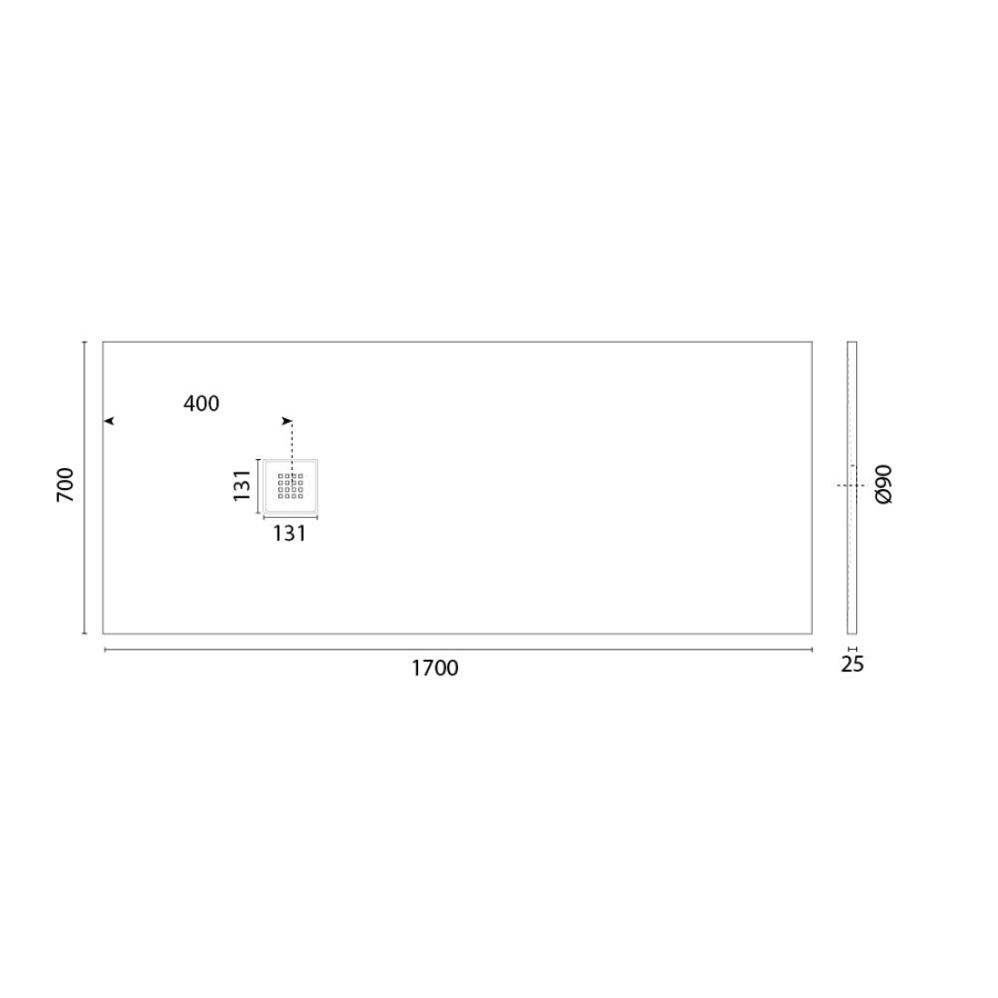 Receveur de douche 170 x 70 DIAMANT Blanc