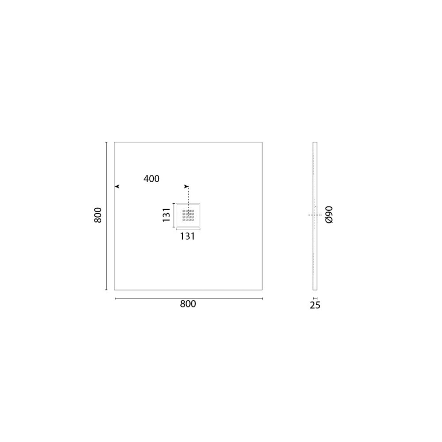 Receveur de douche 80 x 80 DIAMANT Gris ciment