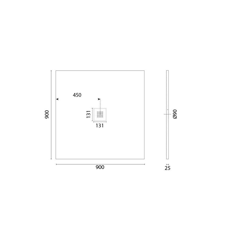 Receveur de douche 90 x 90 DIAMANT Gris anthracite