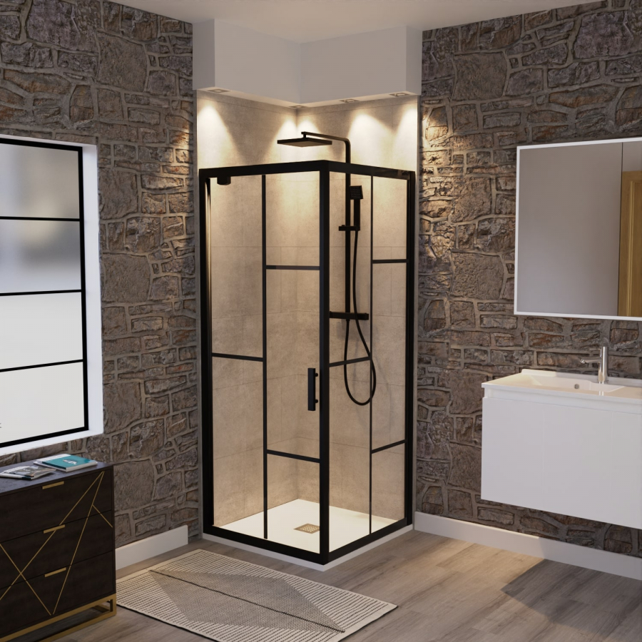 Paroi de douche pivotante style verrière 80x80 ATELIA