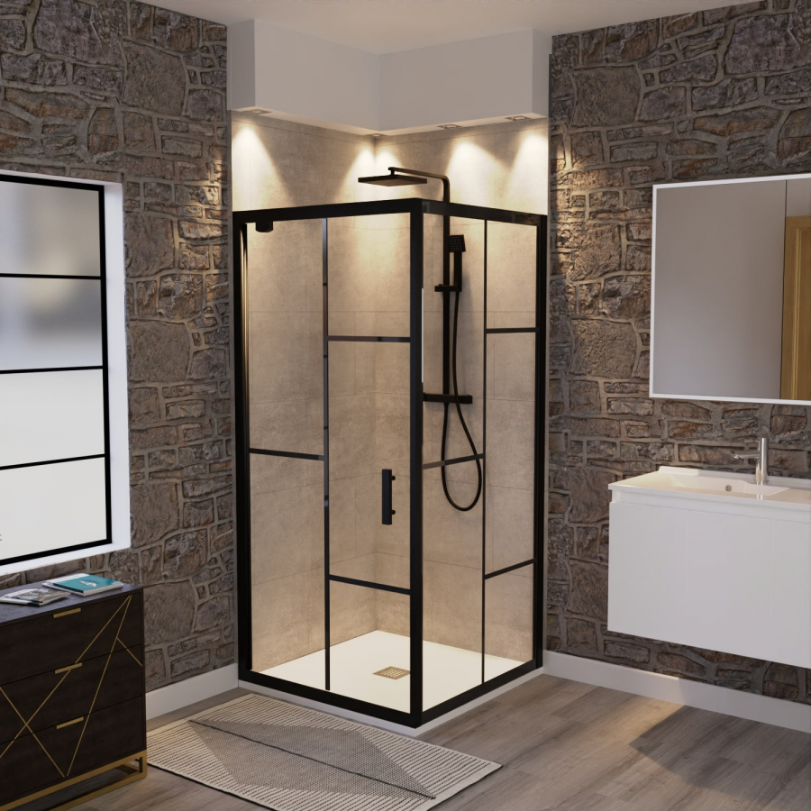 Paroi de douche pivotante style verrière 90 x 90 cm ATELIA