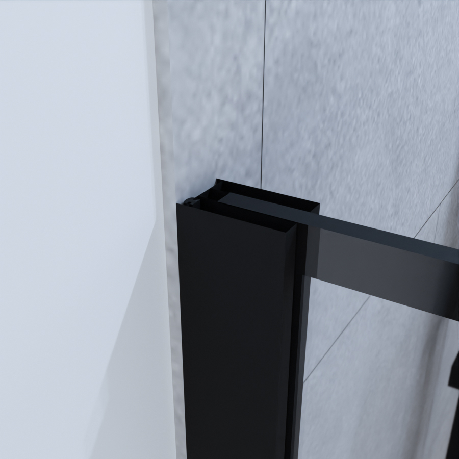 Paroi de douche noire style verrière 90 cm x 200 cm ATELIA zoom profilé en aluminium noir mat 