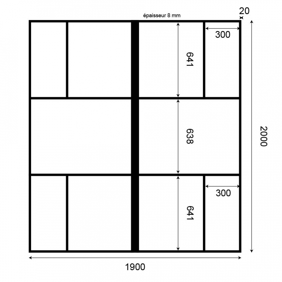 Paroi italienne ATELIA 190x200 cm + BARFIXE schéma