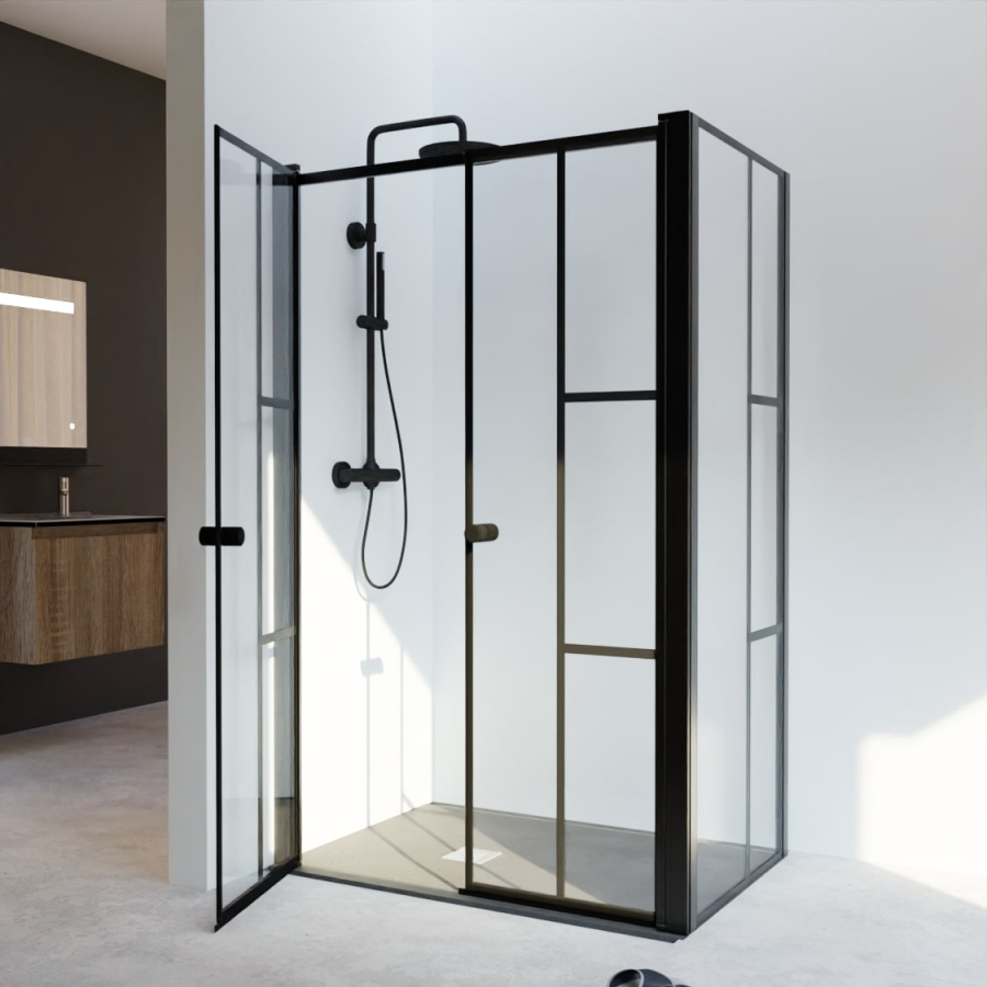 Paroi d'angle 120x80 ATELIA portes pivotantes