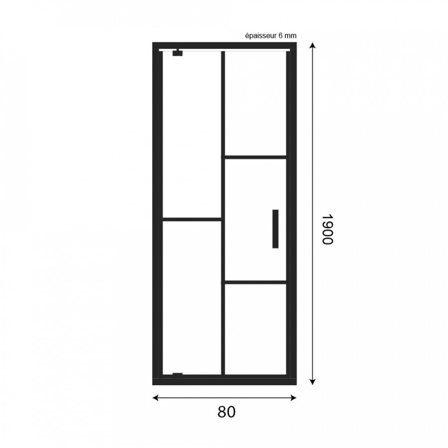 Porte de douche pivotante 80 ATELIA schéma
